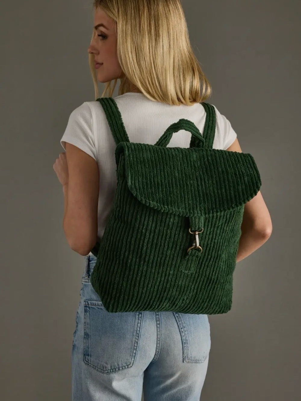 Panache Apparel Co. Green Corduroy Backpack New